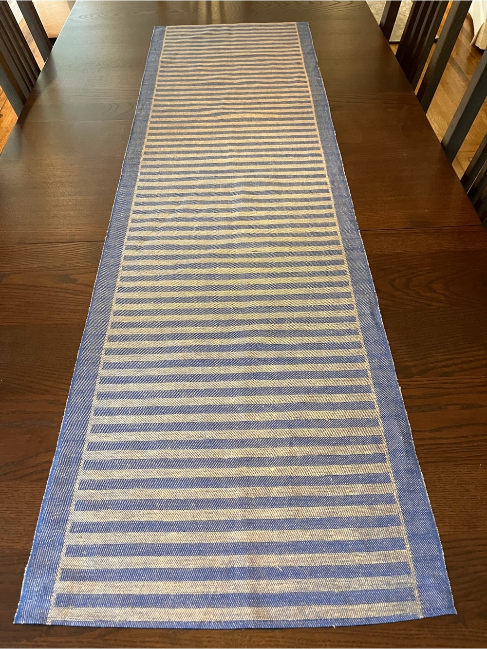 Denny Striped Blue and Cream Table Runner